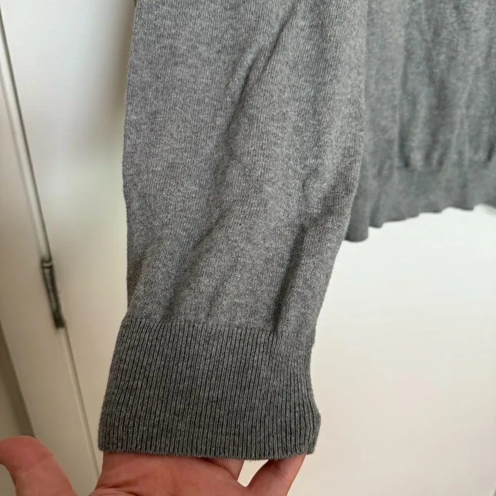 J Crew Sweater Mens Sz XL Gray Knit V Neck Cotton Cashmere Office Casual Preppy